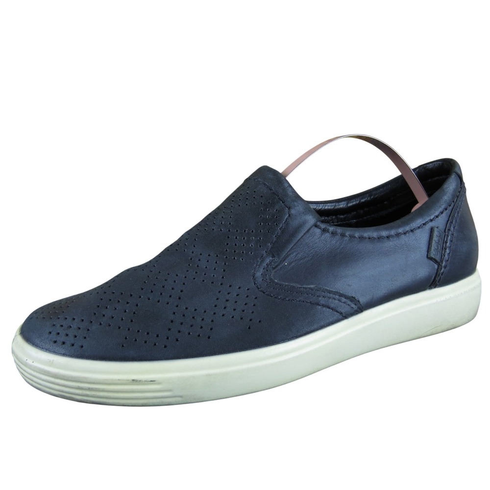 Ecco Slip-On Sneakers Kids 5 Black Leather Casual Comfort